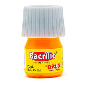 Pintura Acrílica, Bacrilic 302 Naranja Fluorescente 15 ML