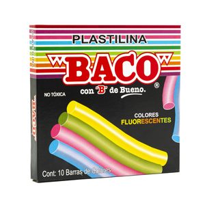 Plastilina con 10 Barras de colores fluorescentes