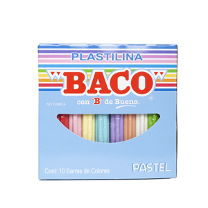 Plastilina c/10 barras colores pastel