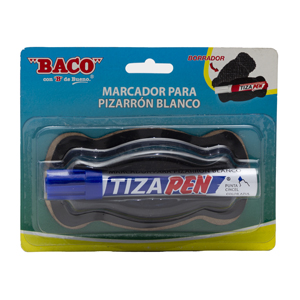 Marcador para Pizarrón Blanco Tizapen Aluminio Azul con borrador