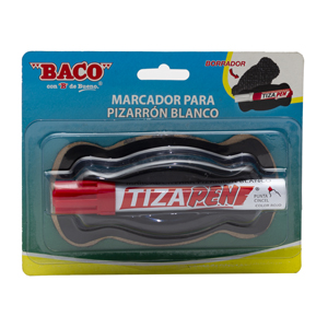 Marcador para Pizarrón Blanco Tizapen Aluminio Rojo con borrador