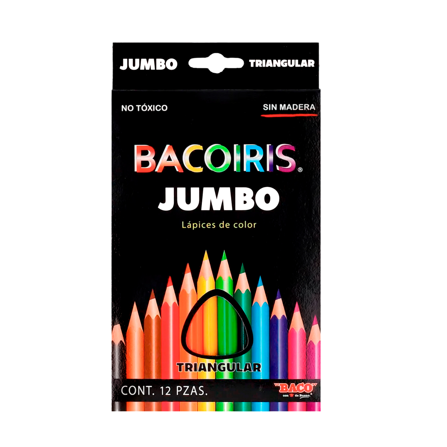 Lápices de Color Triangulares | Jumbo | Bacoiris | BACO | 12 piezas