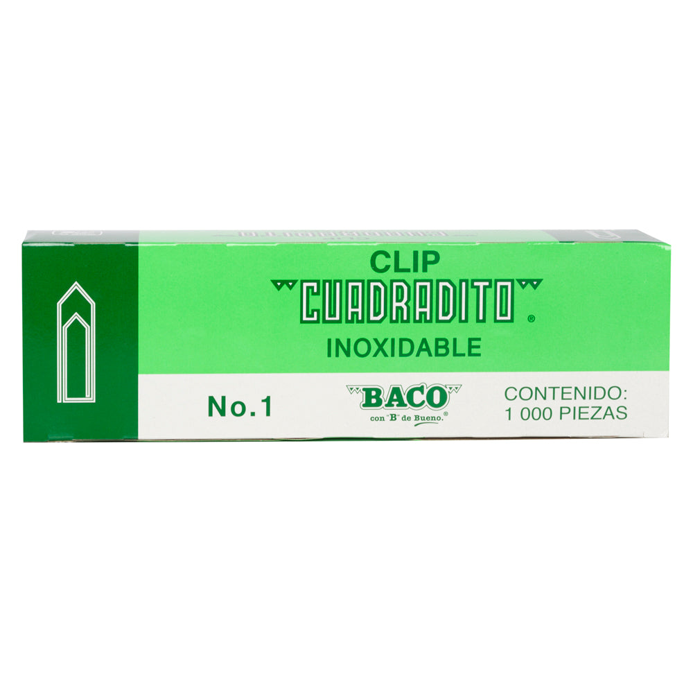 Clip | Cuadradito - #1 | BACO | 10 cajas c/ 1000 piezas c/u