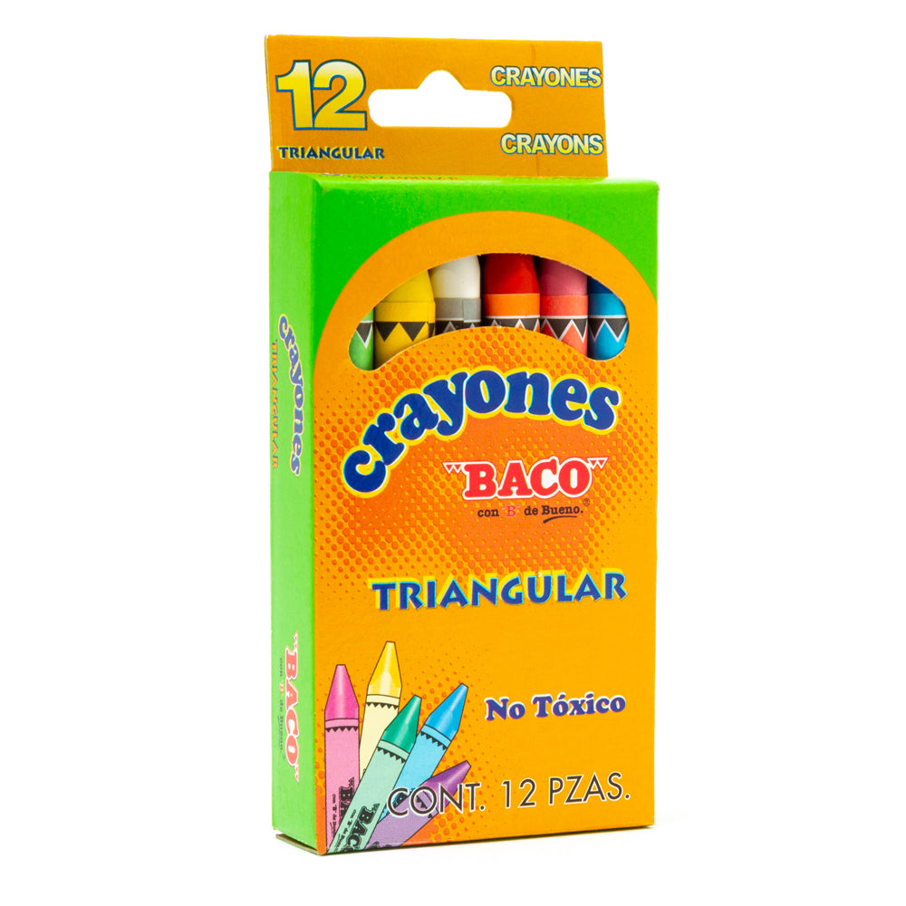 Crayón Estándar Triangular BACO 12Piezas