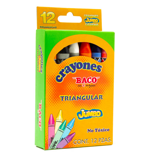 Crayón Jumbo Triangular BACO 12Piezas