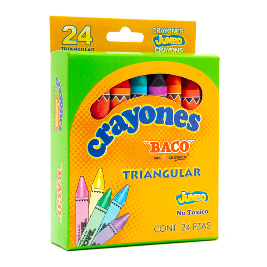 Crayón Jumbo Triangular BACO 24Piezas